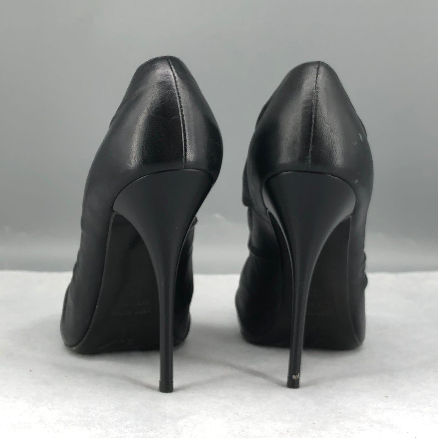 Giuseppe Zanotti Black Ruched Leather Front Zip Pointed Stiletto Pumps 36