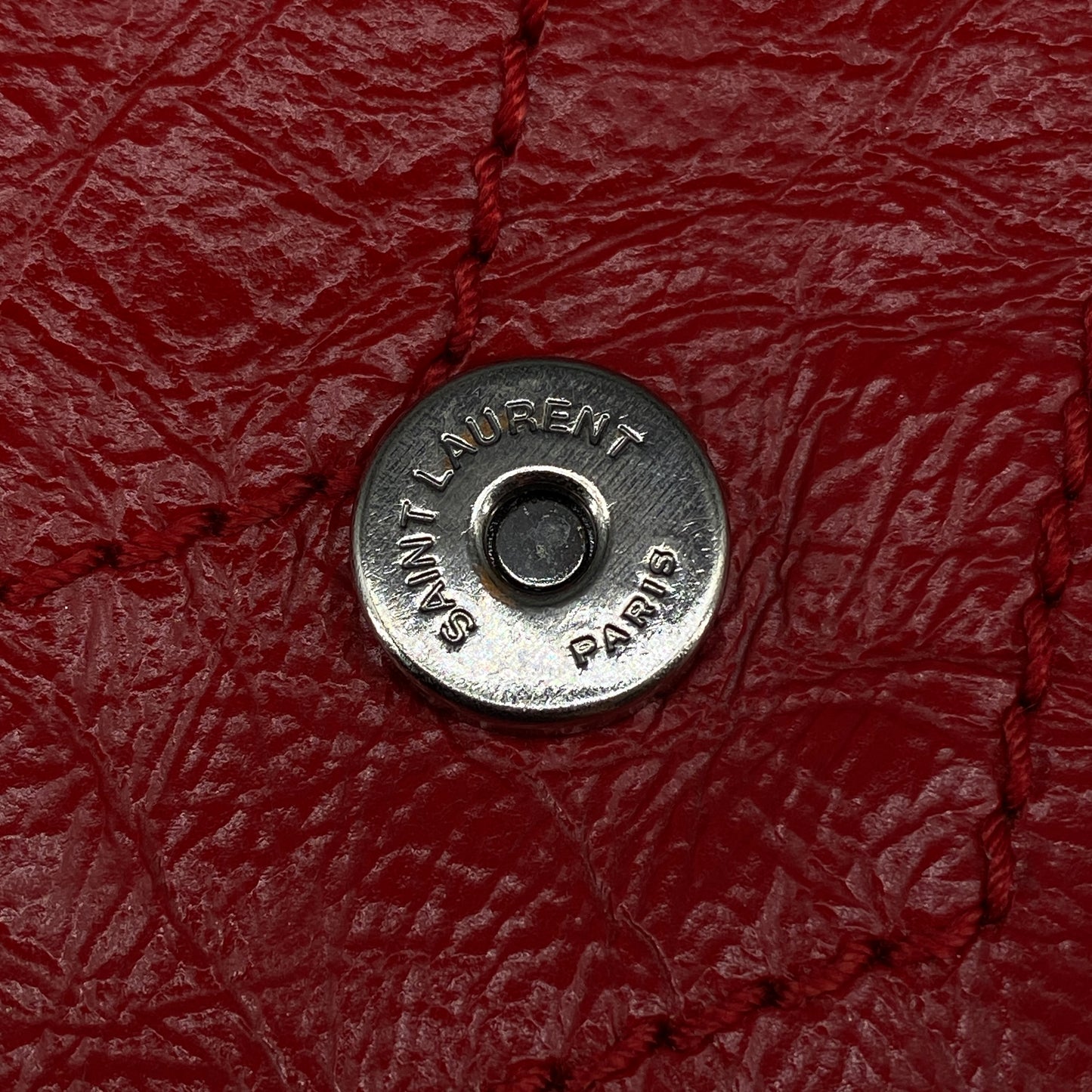 Saint Laurent Small Red Crinkled Leather Niki Chain Shoulder Bag