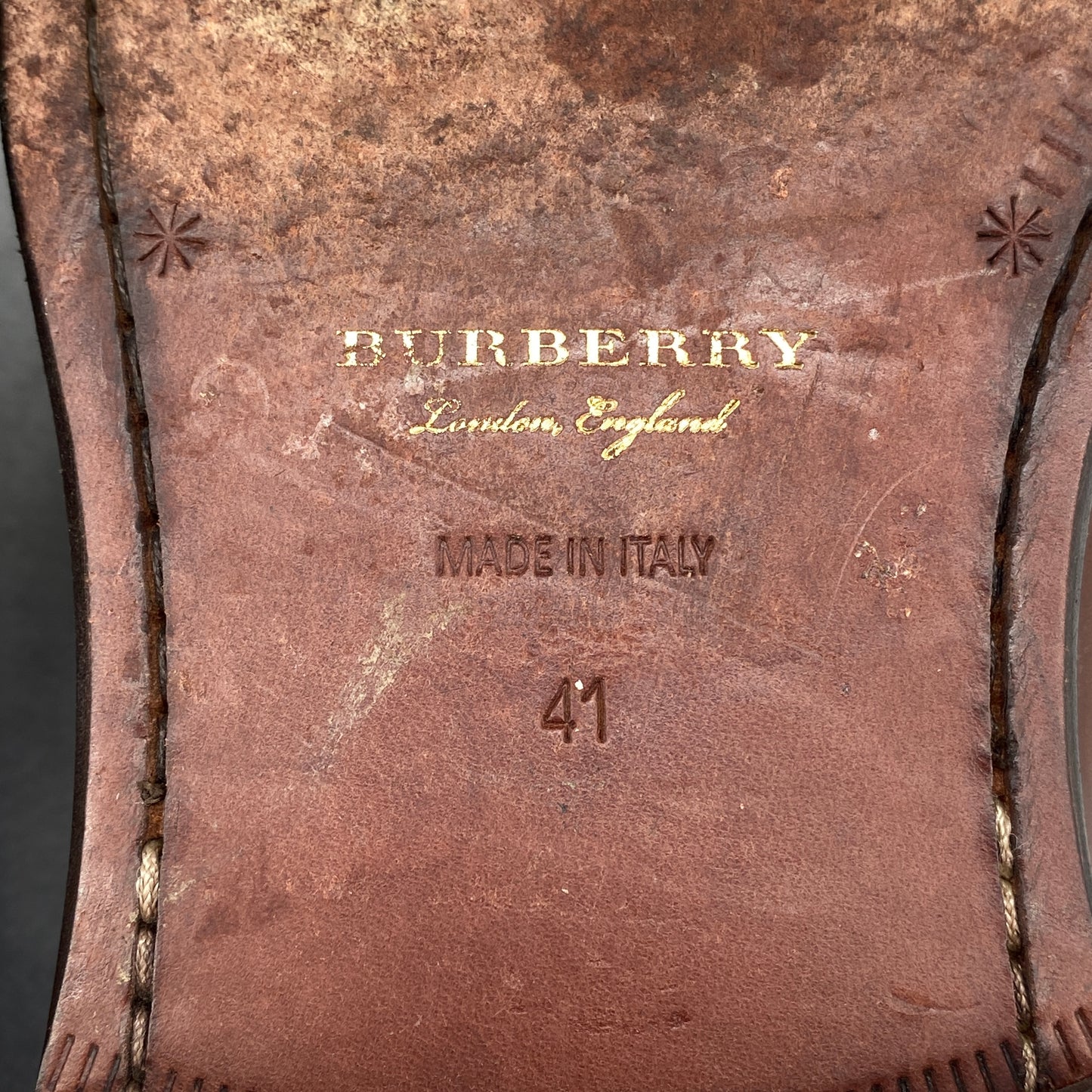 Burberry Men’s Brown Leather Brogue Lace‑Up Dress Shoes