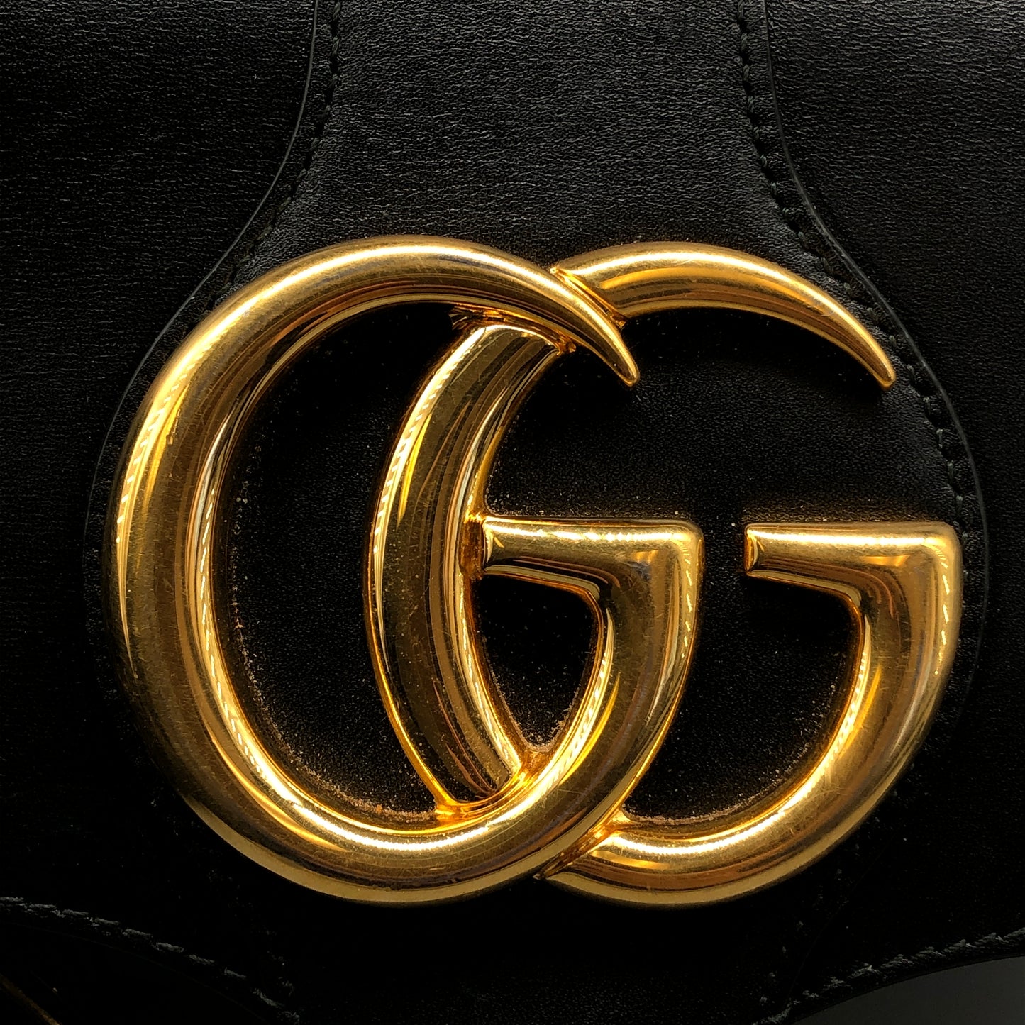 Gucci Interlocking G Leather Shoulder Bag 24*14cm Black