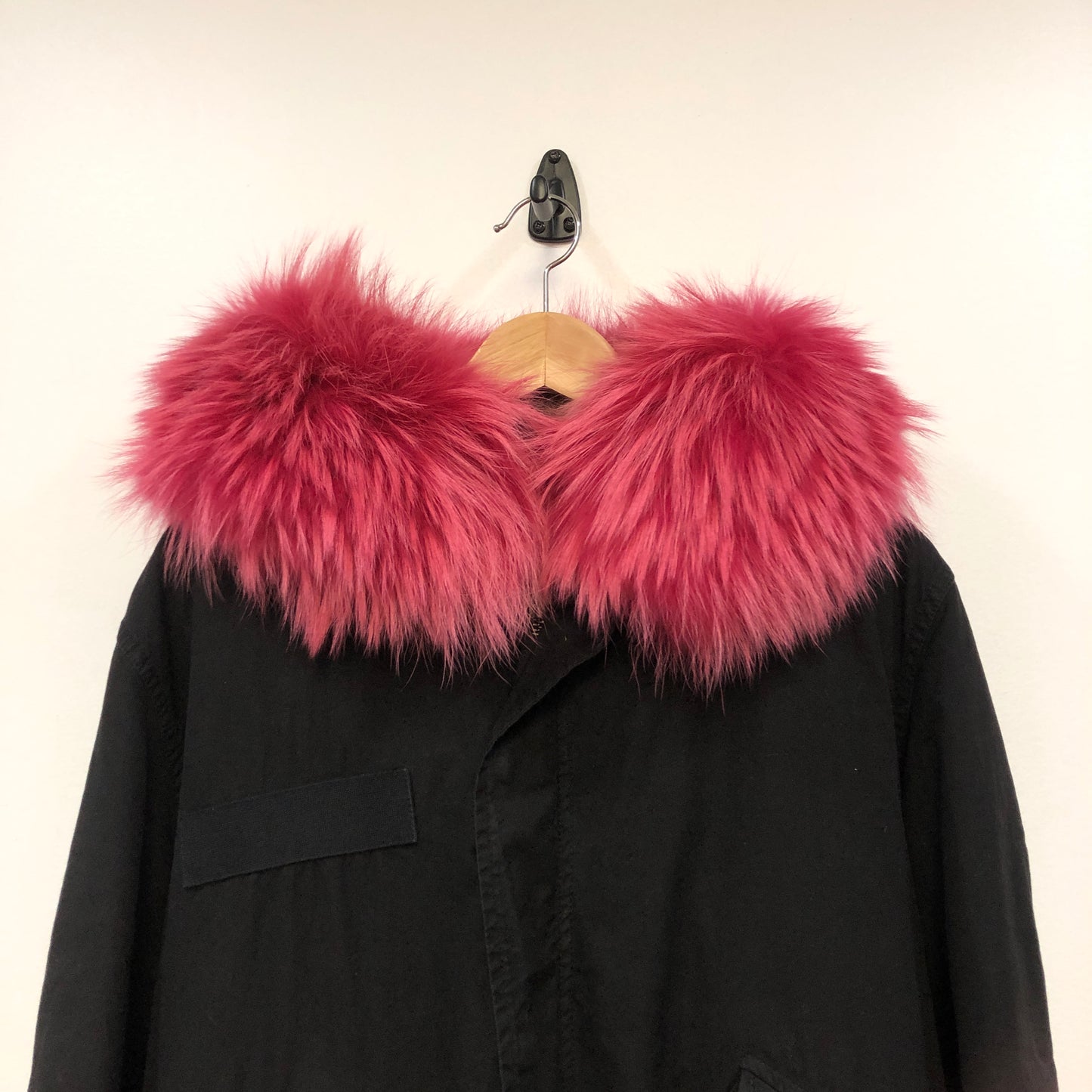 Mr & Mrs Black Fur‑Trim Hooded Parka Jacket Size XS