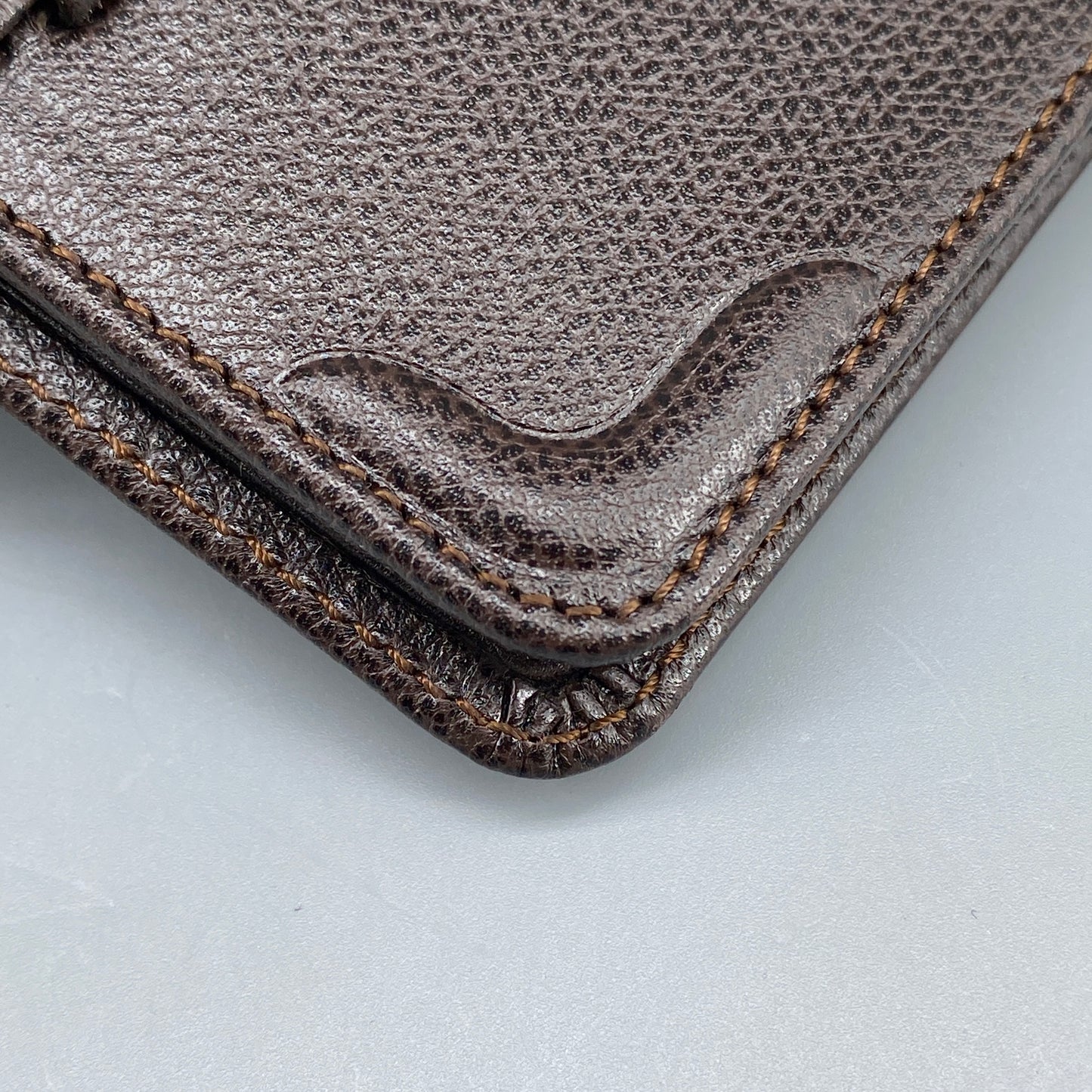 Lanvin Deep Brown Grain Leather Strap Bi-fold Short Wallet