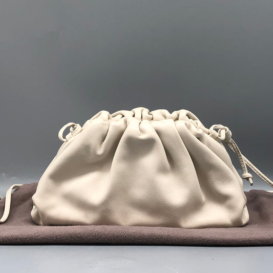 Bottega Veneta Medium Pouch Clutch Bag Cream