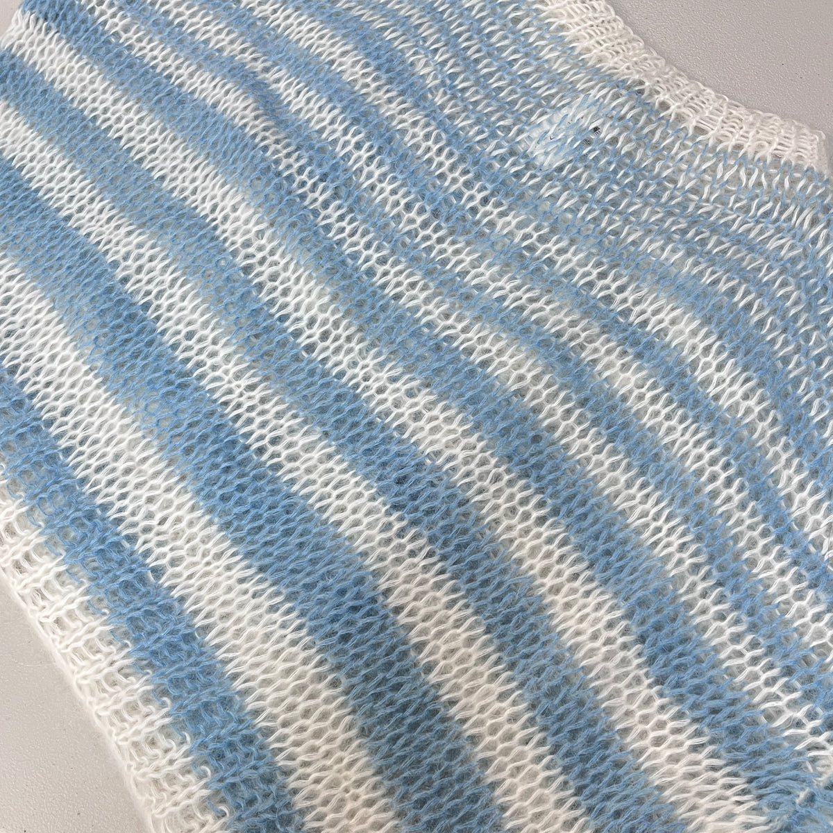 Loewe New Sky Blue Beige Striped Knit Sweater Size M