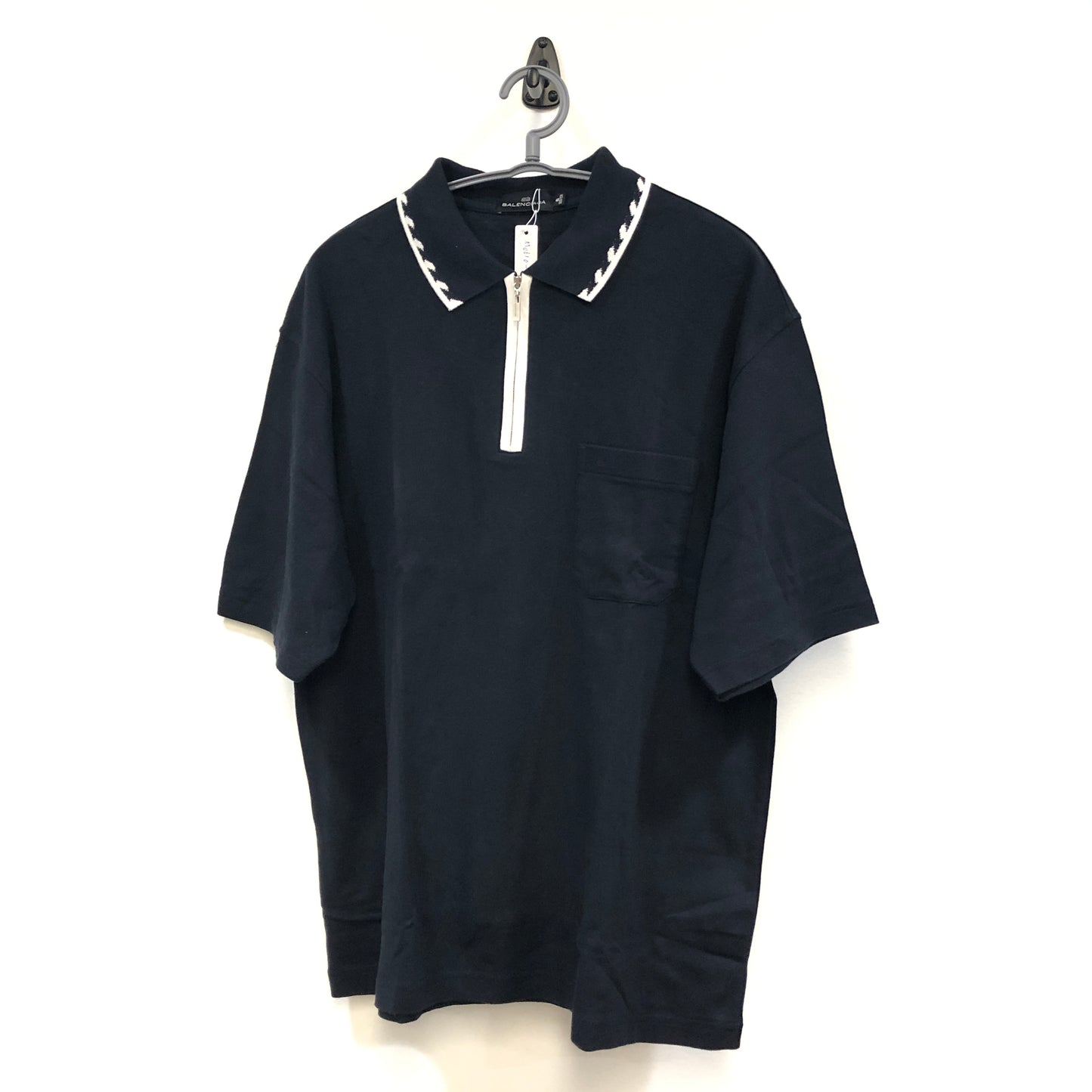 Balenciaga Navy Blue Half Zip Short Sleeve Polo Top Size 6