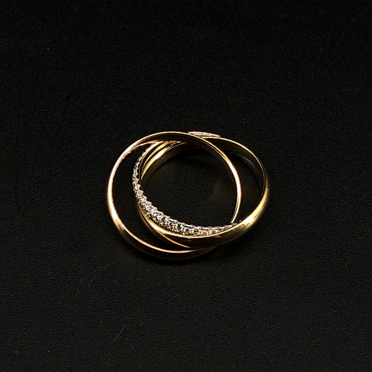 Cartier Trinity AU750 Yellow Gold Diamond Three Interlocking Ring Size 50mm