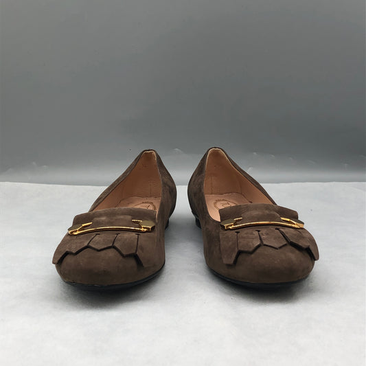 Tod’s Women Suede Driving Loafers Dark Shoes Brown Size 35.5