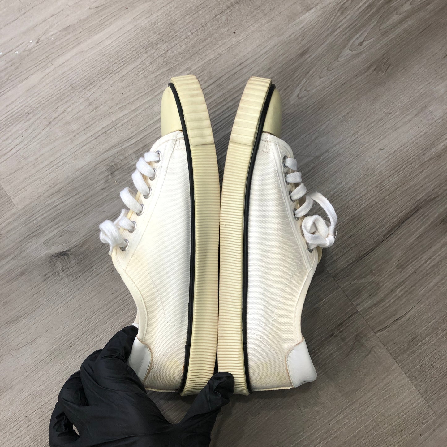 Celine Women's White Canvas Lace-Up Sneakers shoes 36