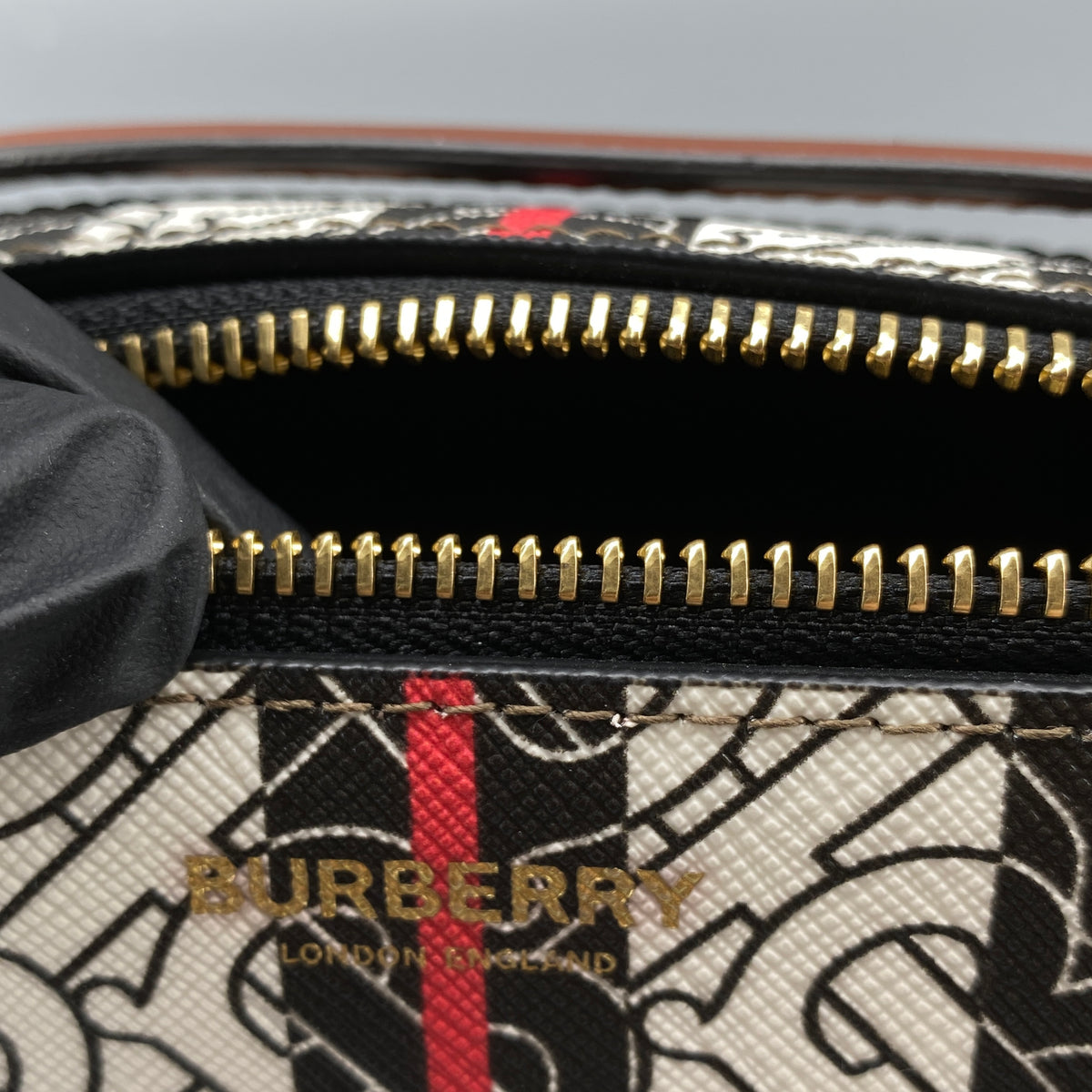 Burberry Brown Monogram Stripe Cylinder Crossbody Bag