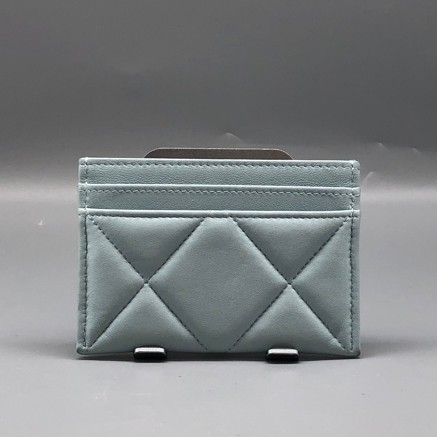 Chanel Light Blue Quilted Card Holder