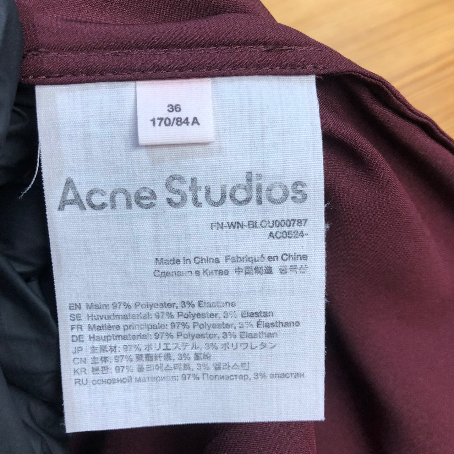 Acne Studios Satin Wrap Blouse Burgundy