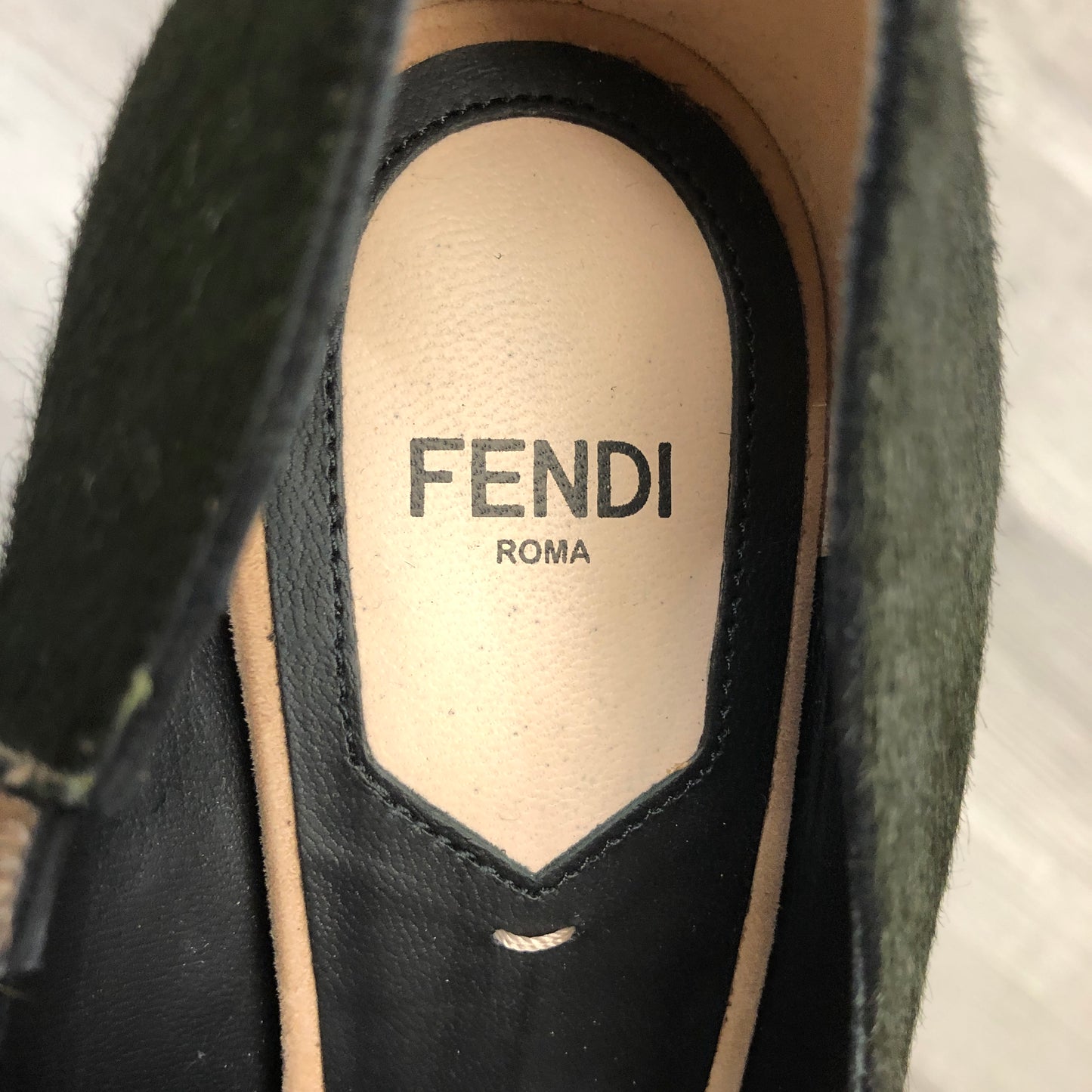 Fendi Women's Brown/Black Two-Tone Pointed Toe Kitten Heels Size 36.5
