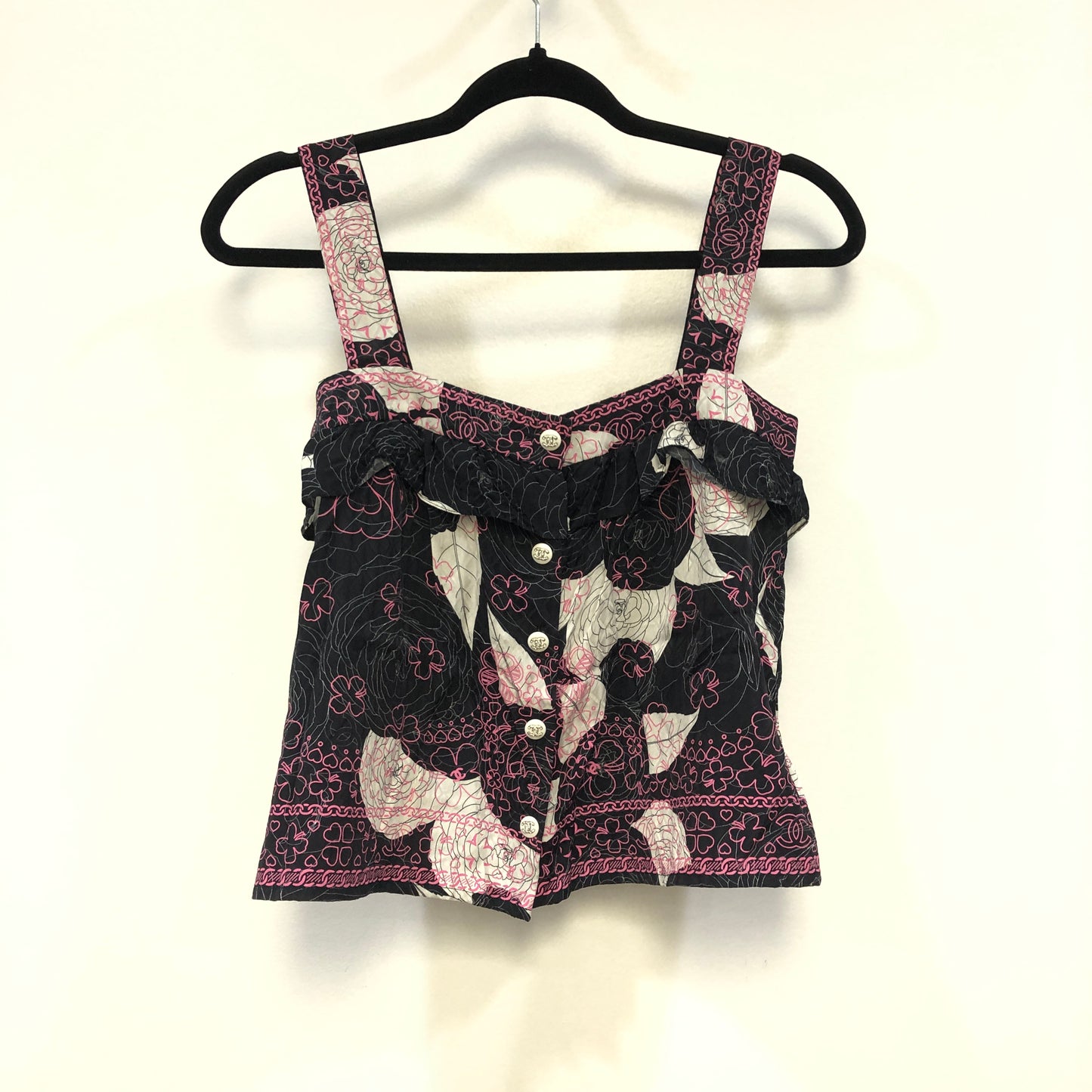 Chanel Camellia Print Corset Top Size 36