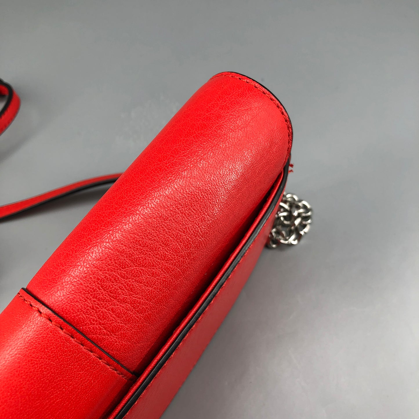 Mackage Red Leather Chevron Metal Logo Flap Crossbody Bag