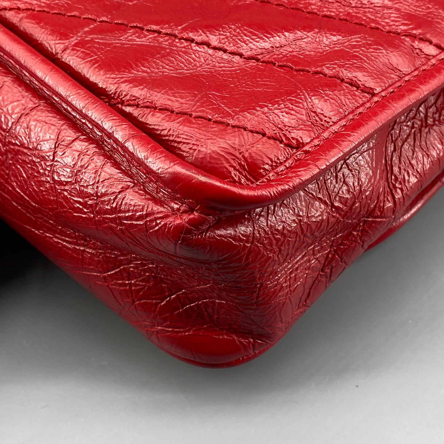 Saint Laurent Small Red Crinkled Leather Niki Chain Shoulder Bag