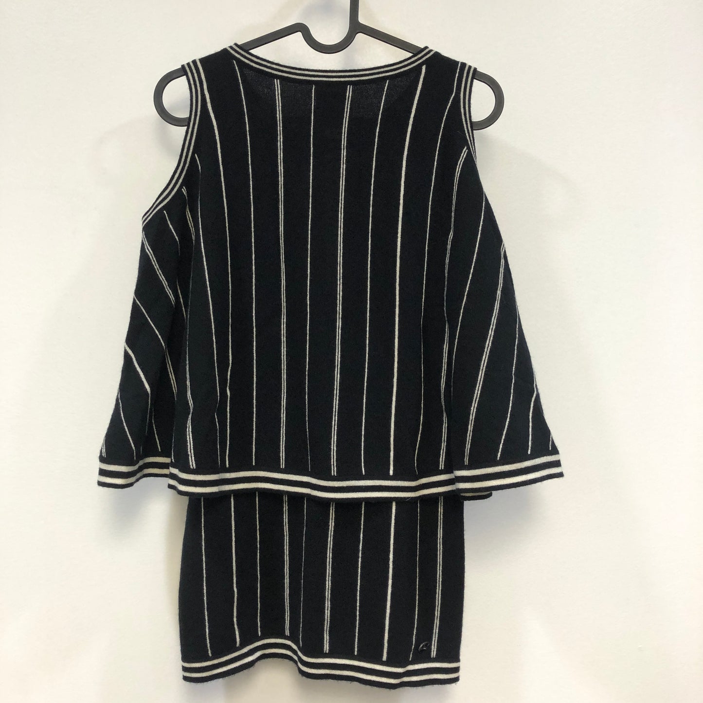 Chanel 15P Black and White stripe Cashmere 2pc Tank and Top