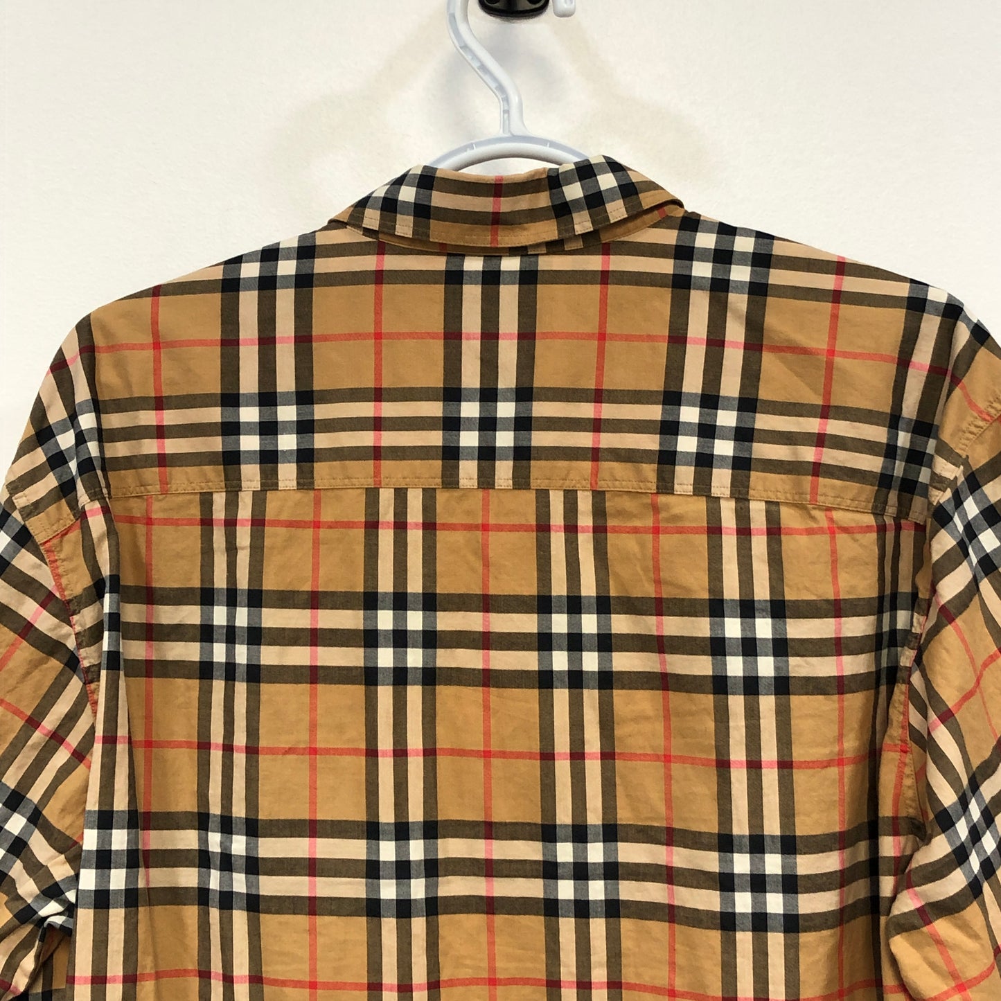 Burberry Beige Checkered Button-Down Shirt Size L