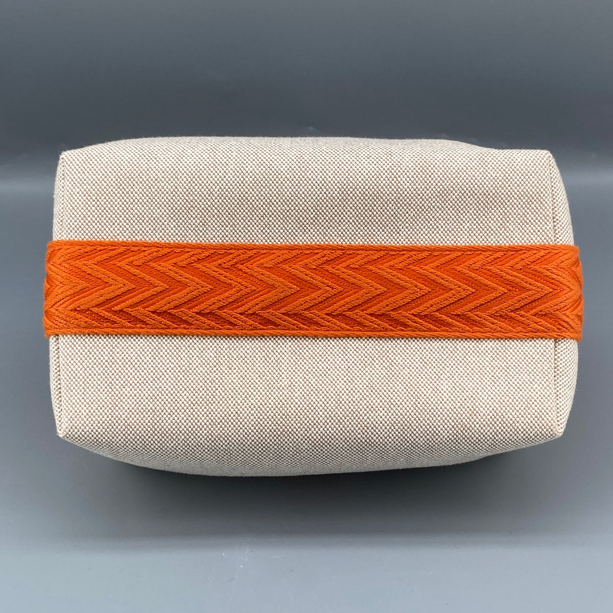 Herms Cream & Orange Canvas Bride-a-Brac Vanity Bag