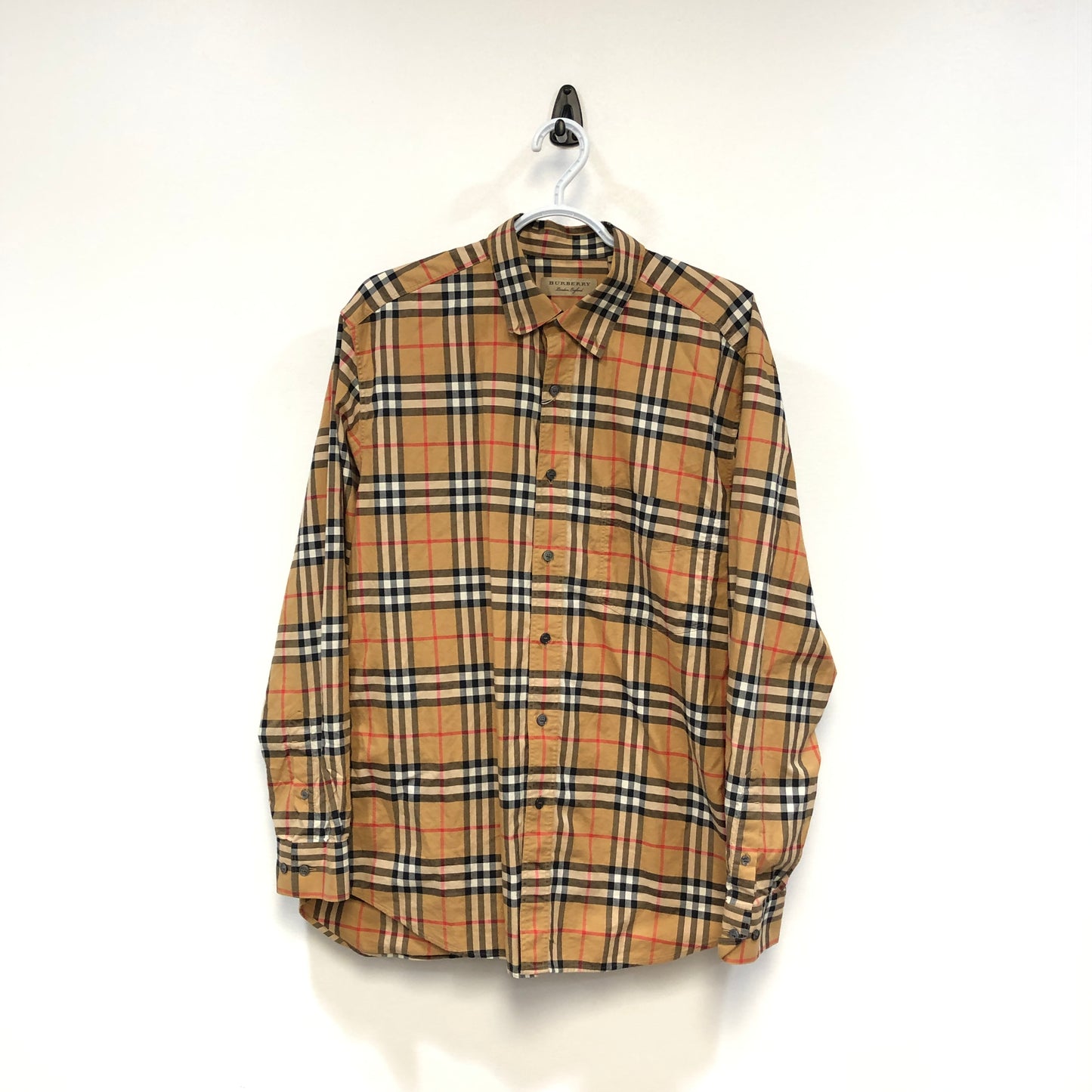 Burberry Beige Checkered Button-Down Shirt Size L