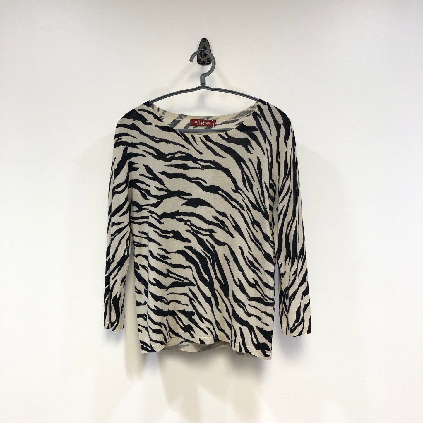 MaxMara Black & White Zebra Print Long Sleeve Top Size L