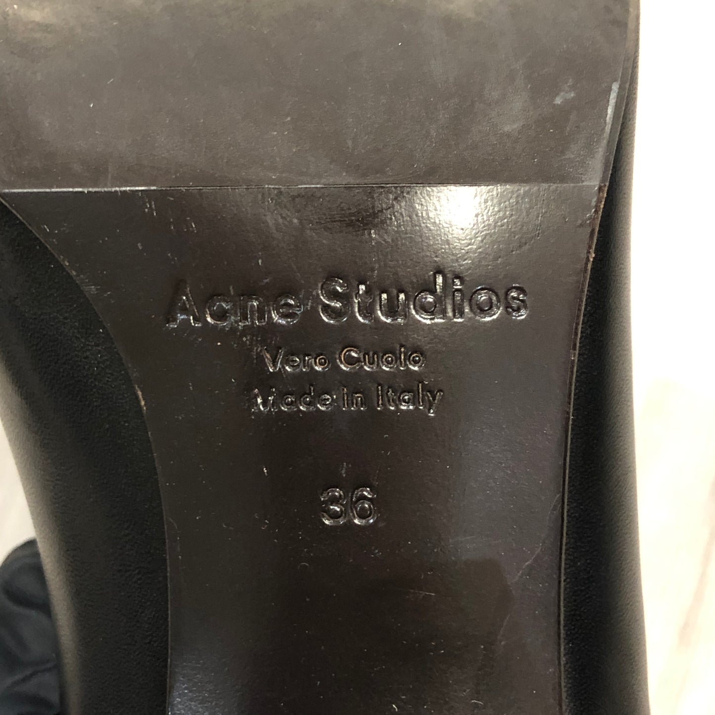 Acne Studios Women's Smooth Leather Round Toe Block Heel Slip-On Pumps Shoes 36 Black