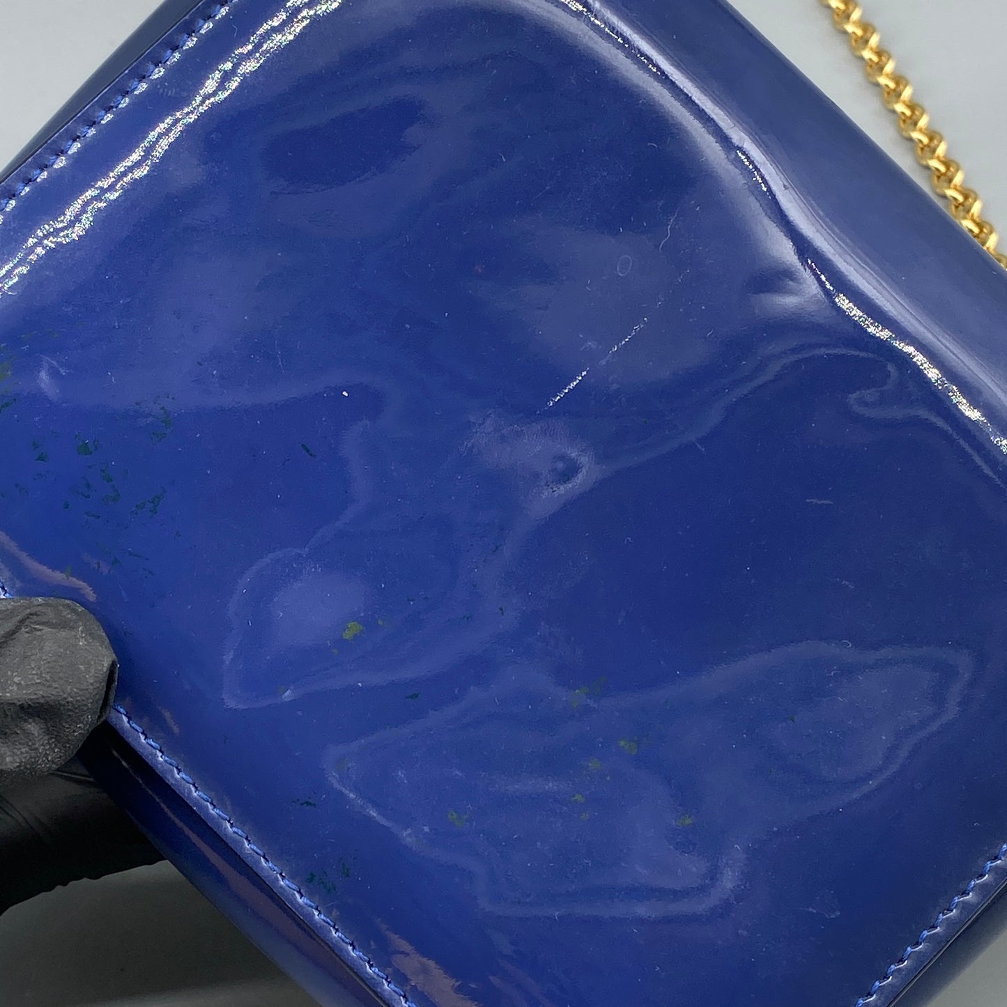 Salvatore Ferragamo Vara Bow Patent Leather Shoulder Bag Royal Blue