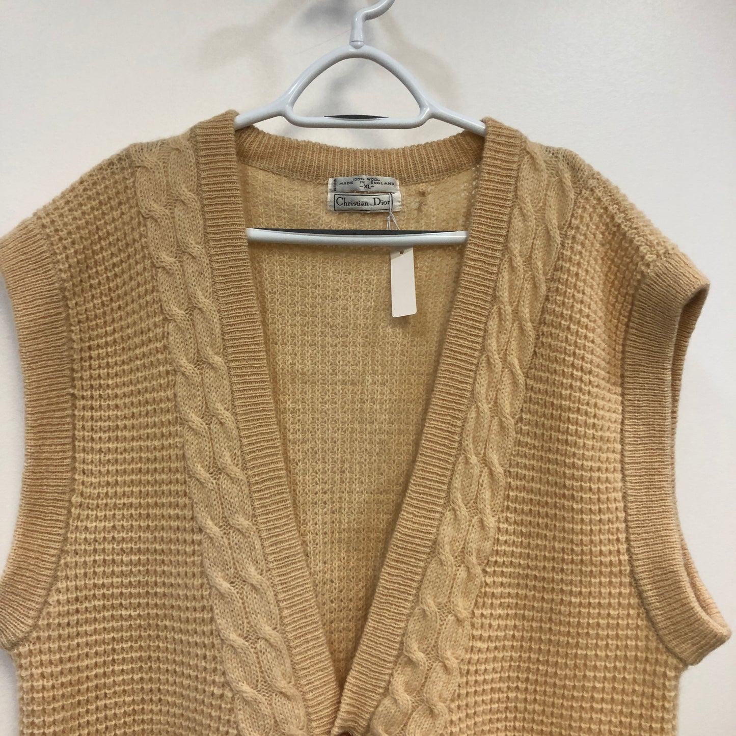 Christian Dior Skin Color Cable Knit Button Vest Size XL