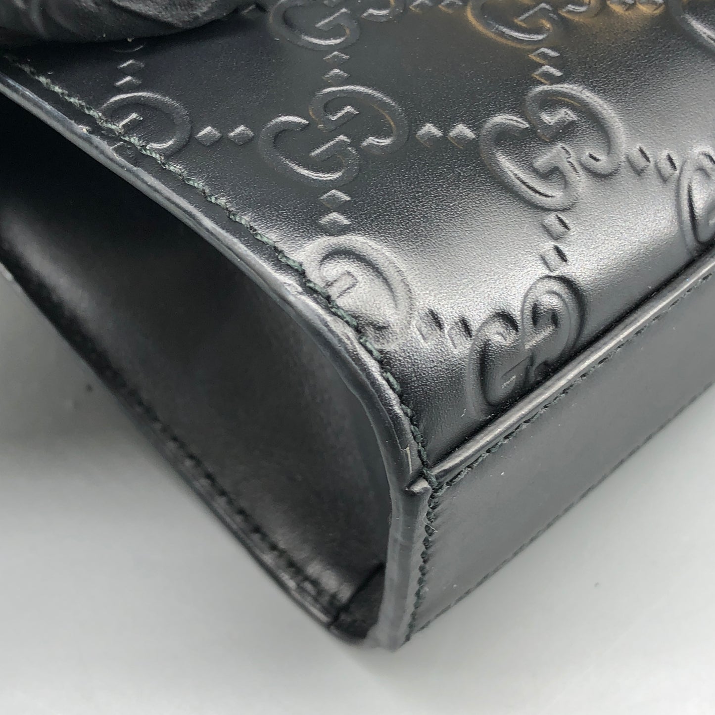 Gucci Black GG Embossed Leather Padlock Shoulder Bag
