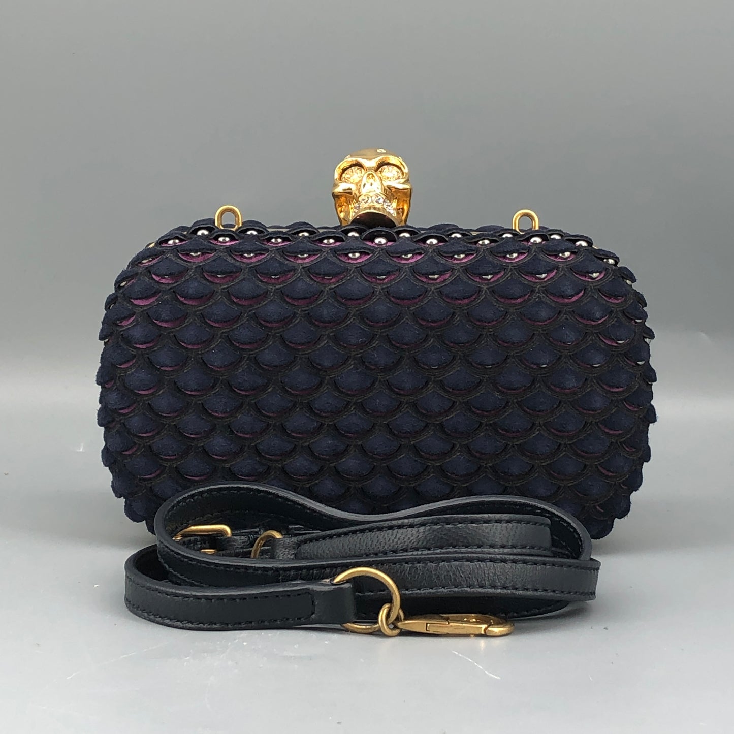 Alexander McQueen Skull Clutch Navy/Pink