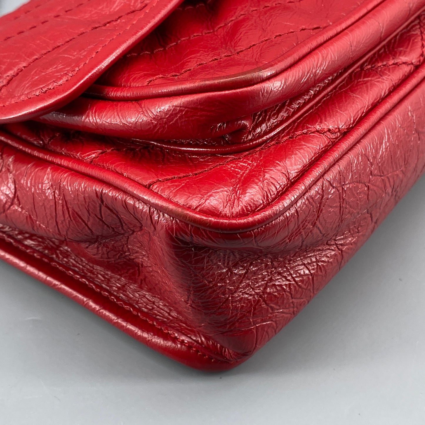 Saint Laurent Small Red Crinkled Leather Niki Chain Shoulder Bag
