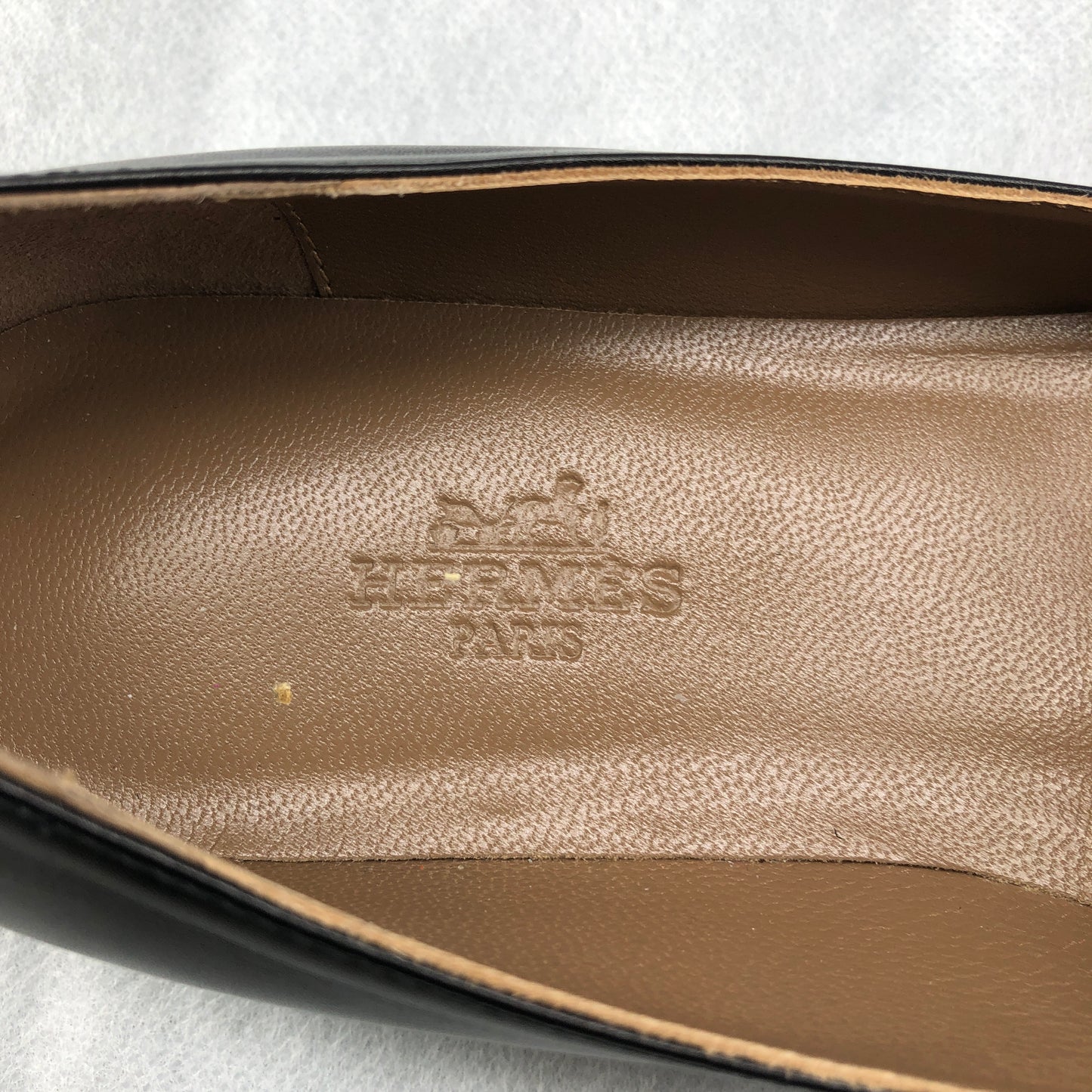 Hermes Black Leather Ballet Flats Size 35.5