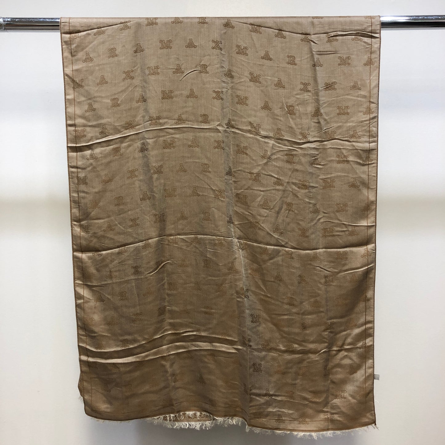 Max Mara Brown Monogram Large Shawl Scarf 192×74cm