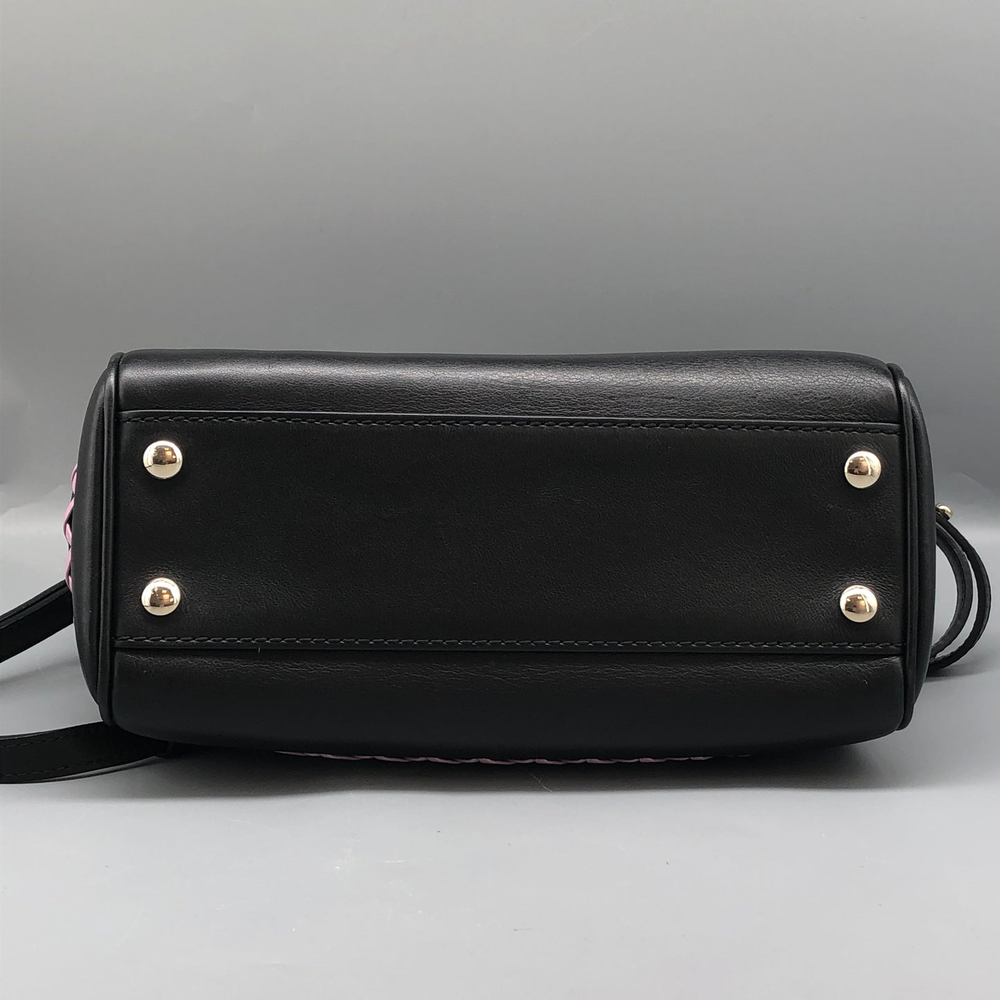 Versace La Medusa Black/Pink Leather Small Tote Bag