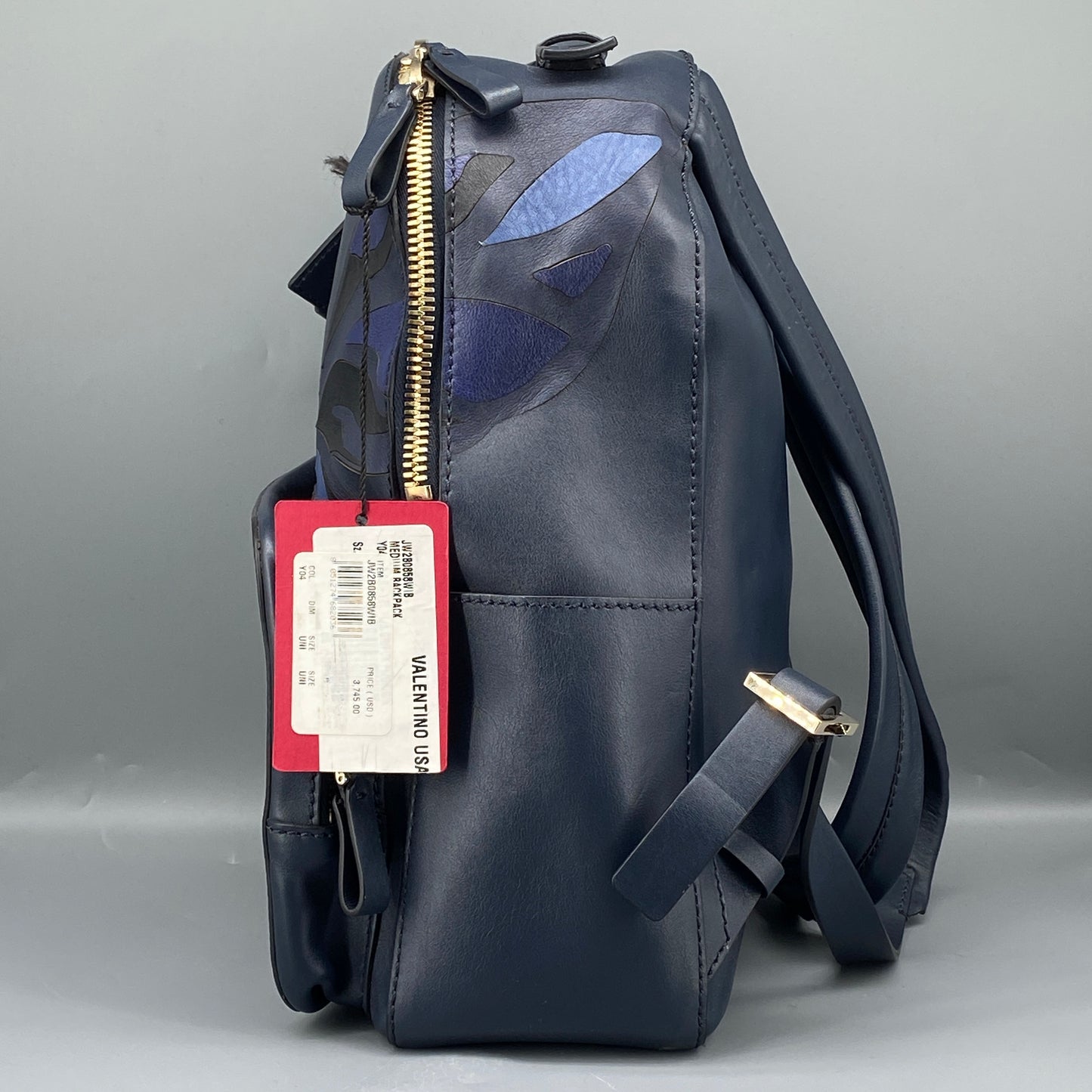 Valentino Navy Leather Backpack