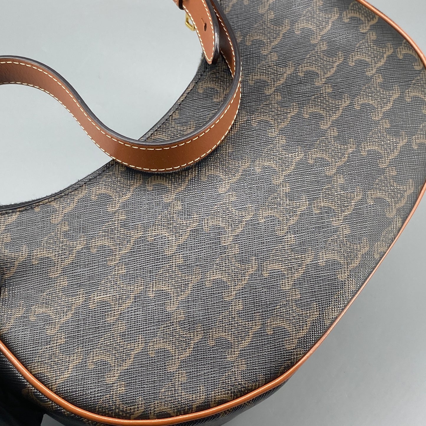 Celine Ava Black Caramel Print Hobo Shoulder Bag