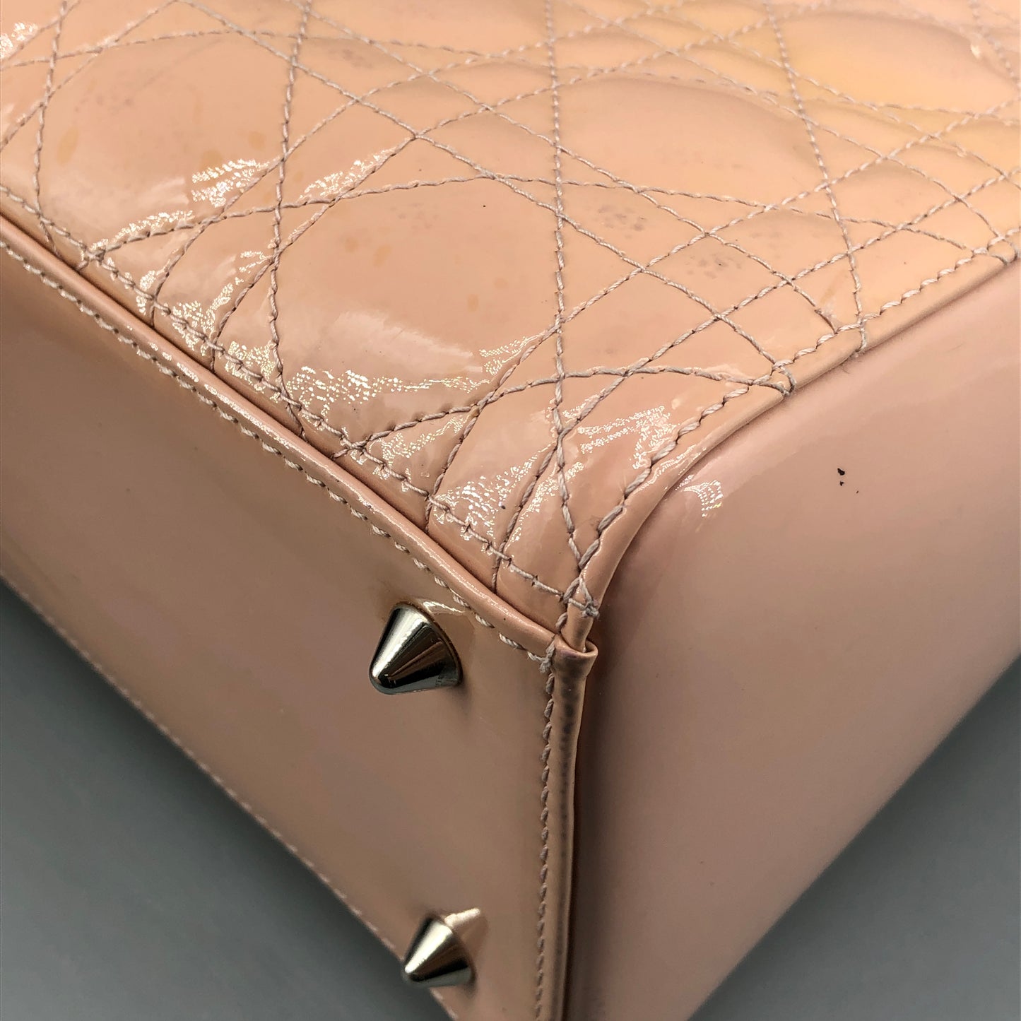 Christian Dior Lady Dior Nude Patent Cannage Leather Handbag
