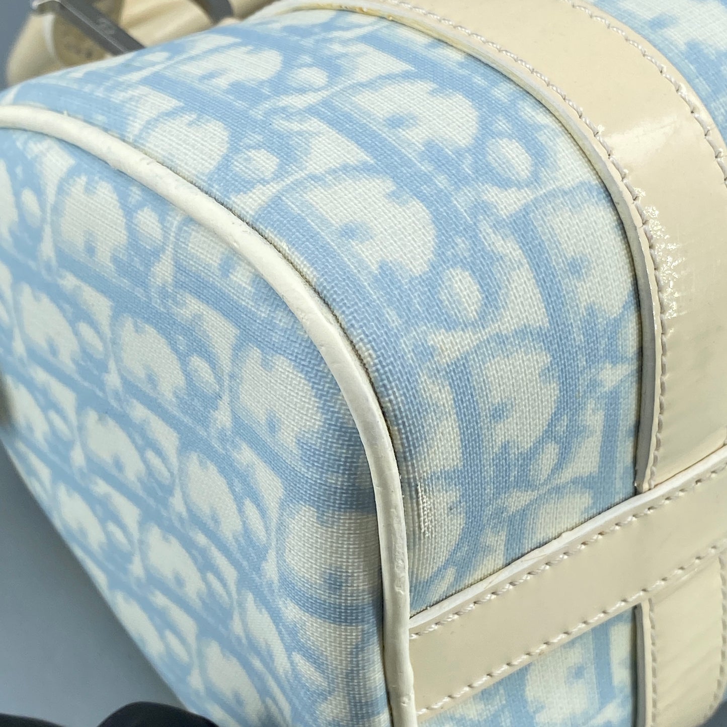 Christian Dior Vintage Oblique Boston Handbag cream/blue