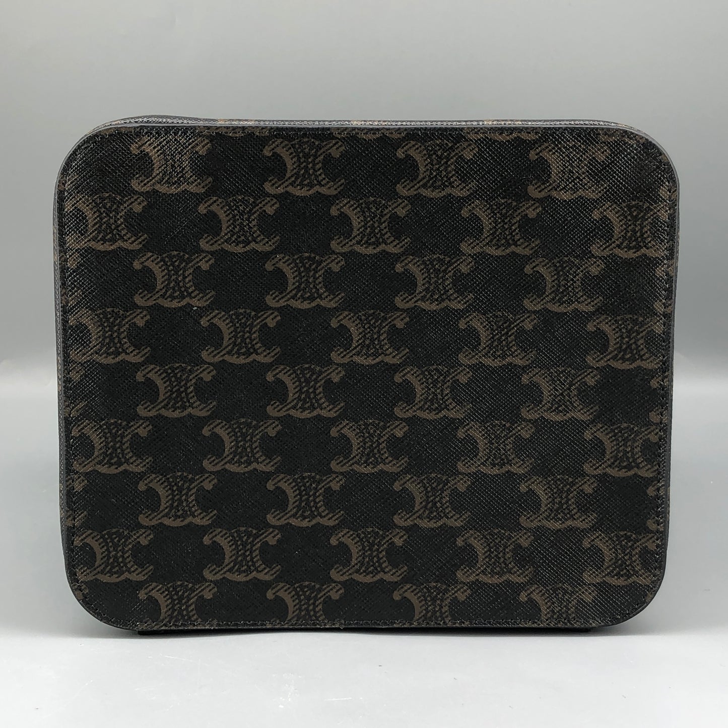 Celine Triomphe Canvas Vanity Case Bag Dark Brown