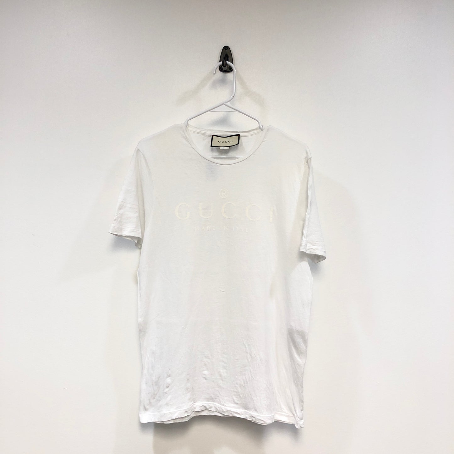 Gucci White Logo Embellished T-Shirt Size M