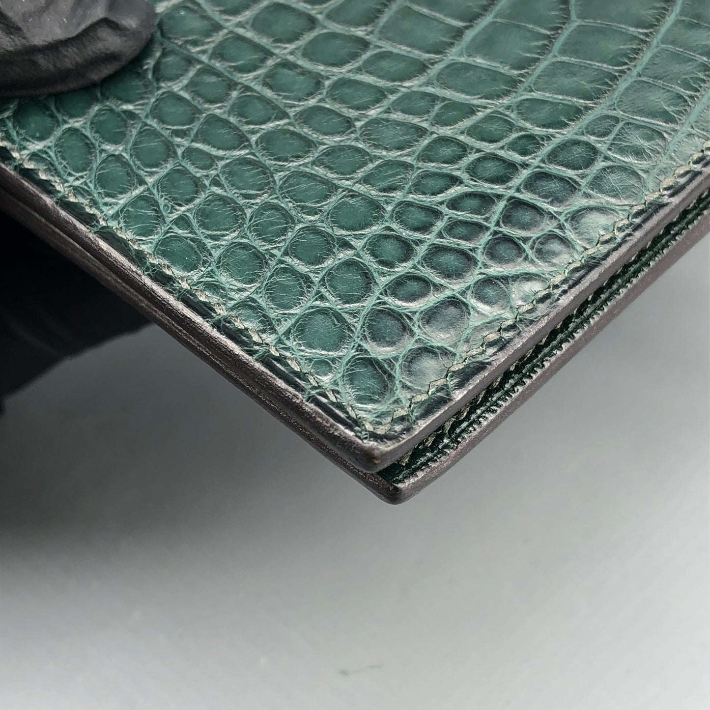 Hermes Dark Green Bearn Wallet Alligator Mix Lizard Leather