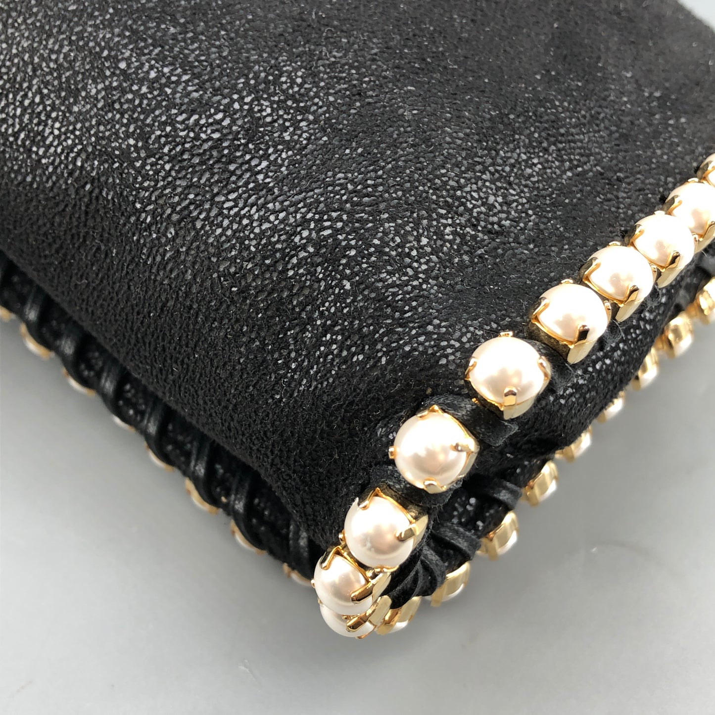 Stella McCartney Falabella Pearl-Trim Crossbody Bag Black/pearl