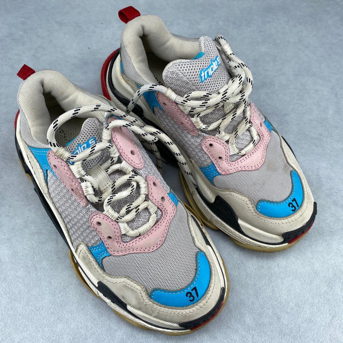Balenciaga Triple S Multicolor Blue Pink Red Sneaker Shoes Size 37