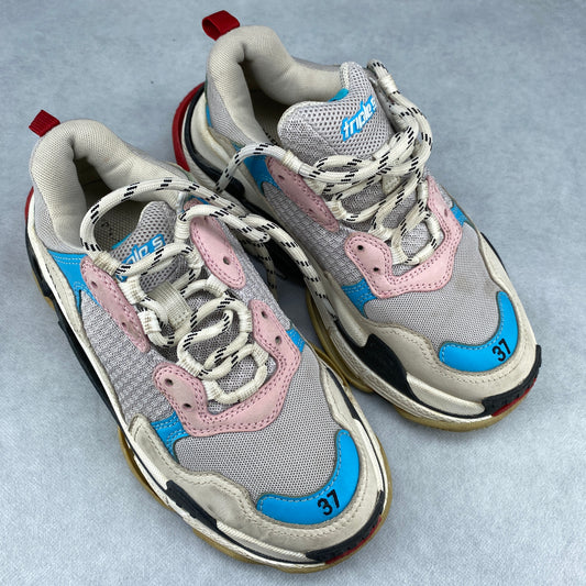 Balenciaga Triple S Multicolor Blue Pink Red Sneaker Shoes Size 37