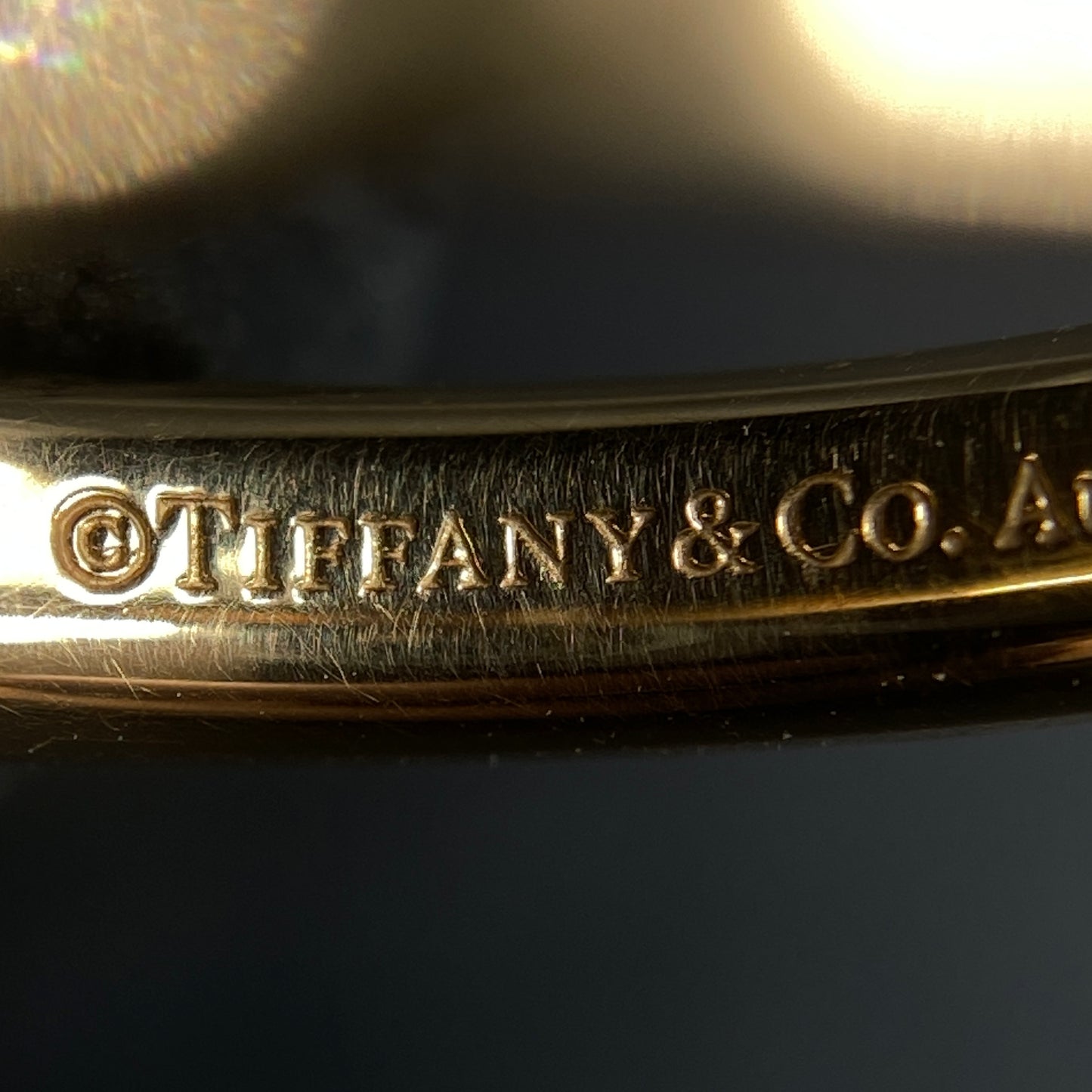 Tiffany & Co. AU750 Yellow Gold Single Diamond Band Ring Size 49mm