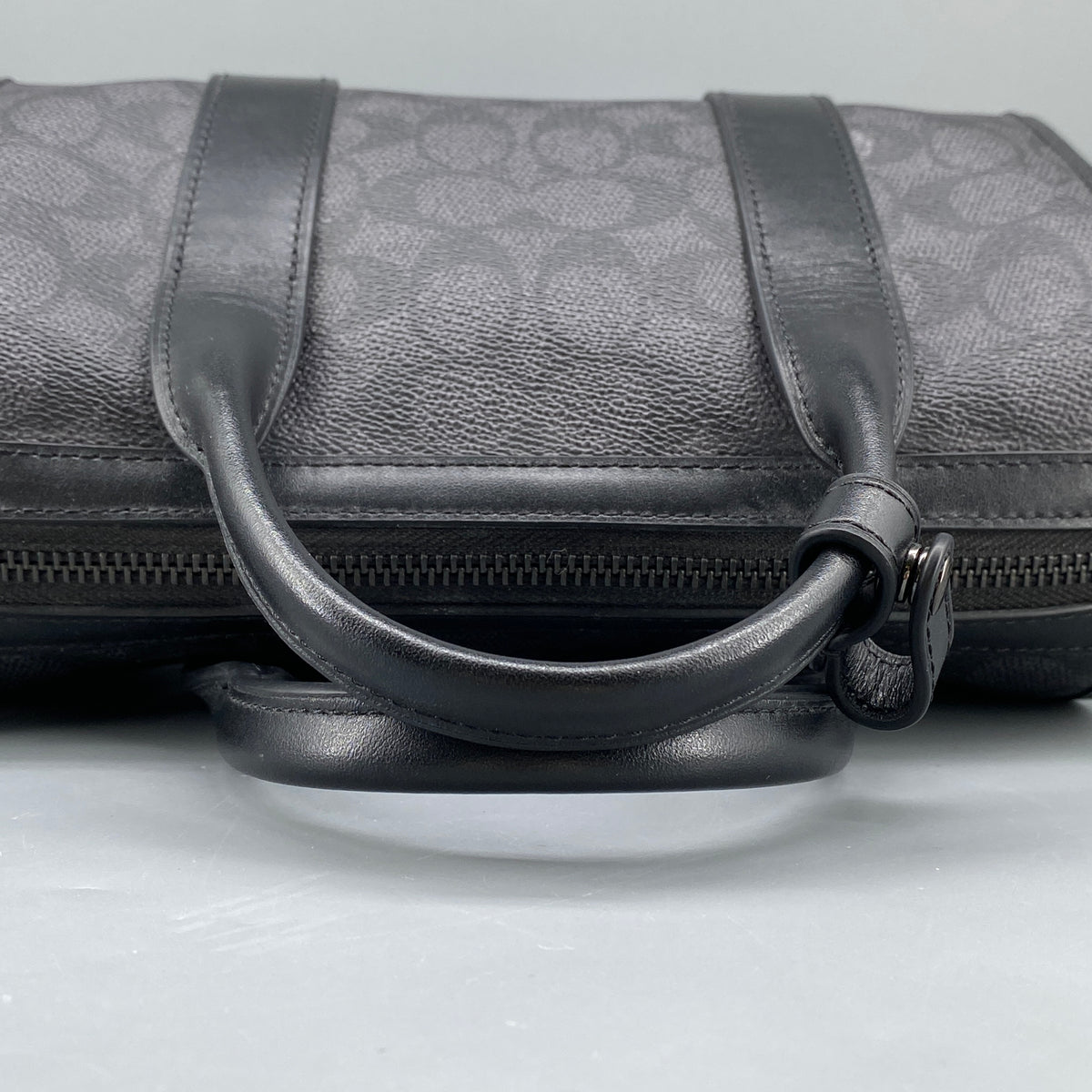 Coach Black Signature Canvas Barrel Top Handle Bag