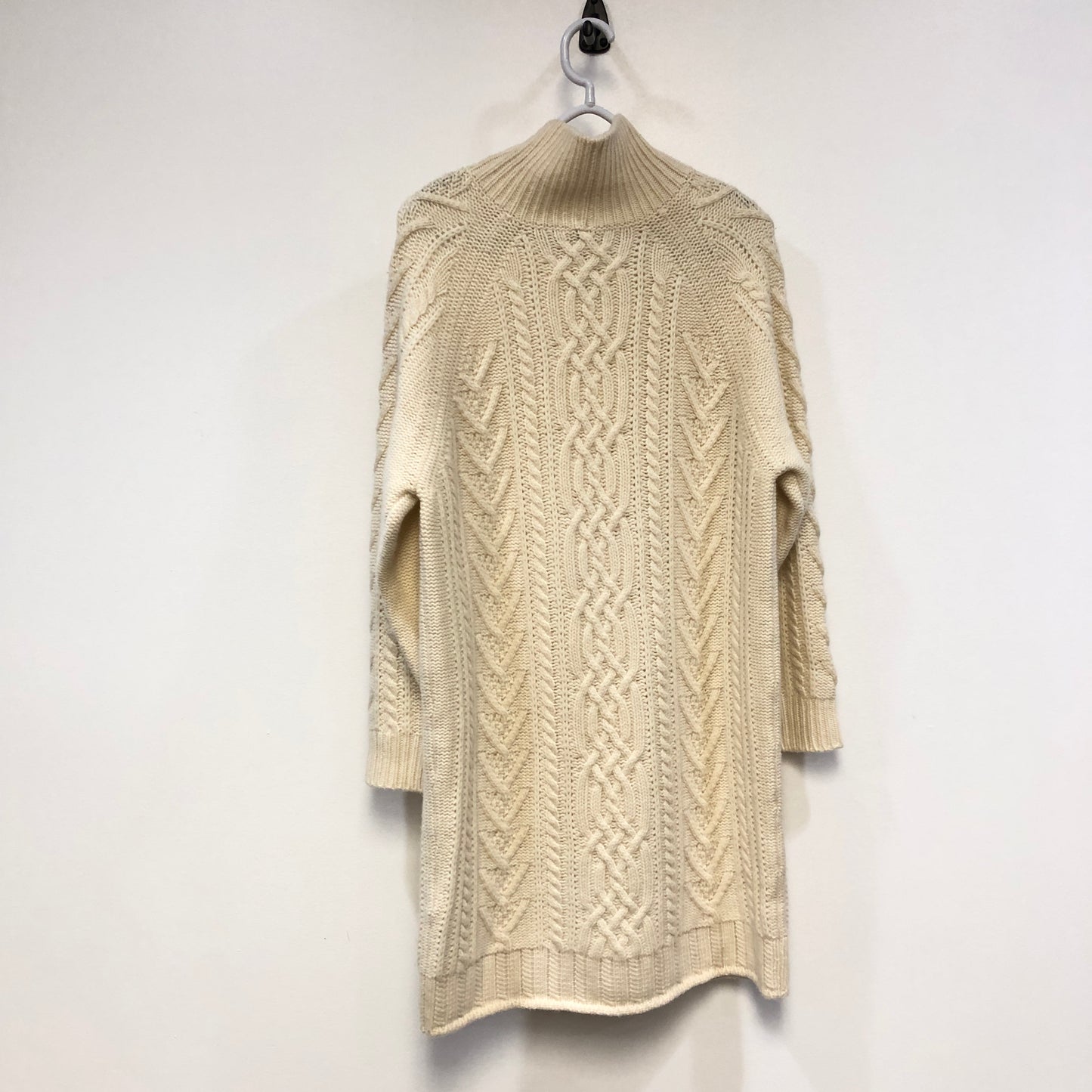 Intrend Off White Cable Knit Turtleneck Midi Sweater Dress Size XL