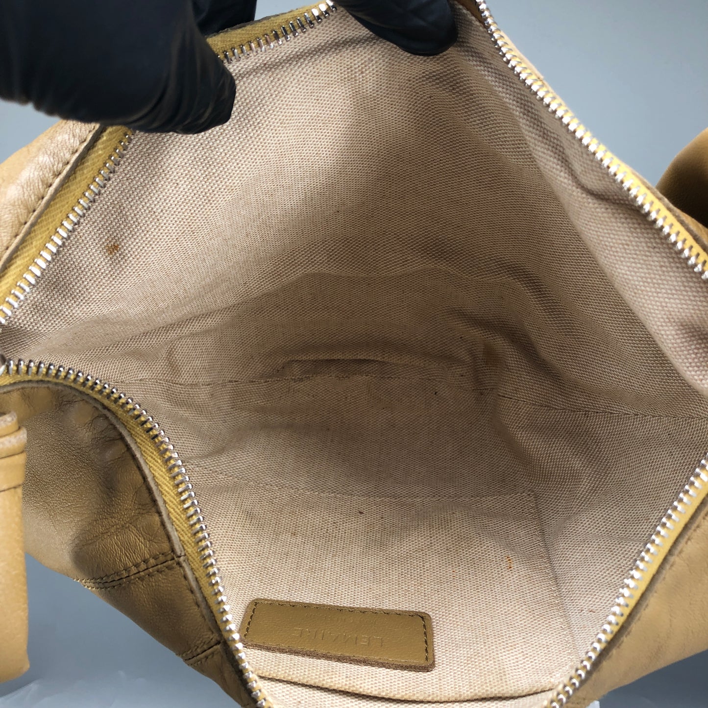 Lemaire Croissant Leather Shoulder Bag  Mustard Yellow