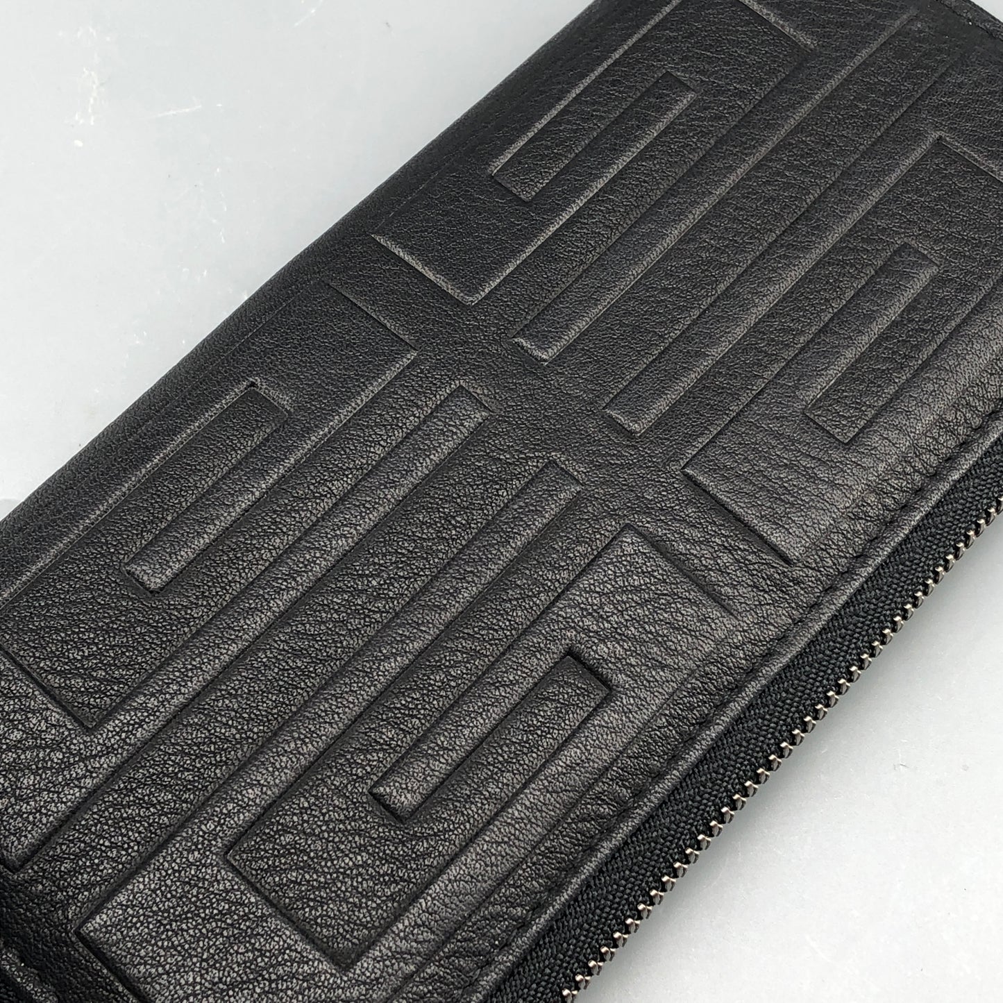 Givenchy 4G Embossed Black Leather Zip Around Long Wallet
