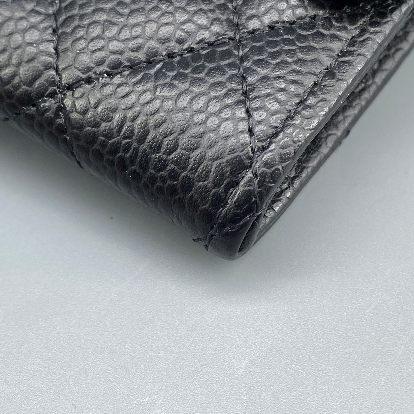 Chanel Black Caviar Quilted Leather Flap Card Wallet