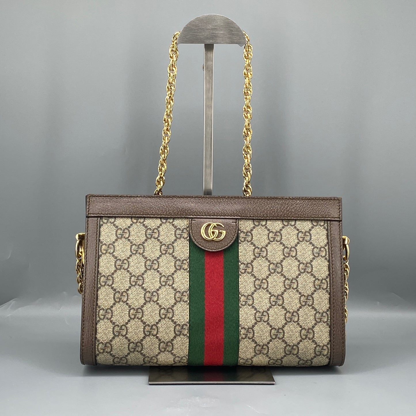Gucci Ophidia Medium Shoulder Bag GG Supreme Web Stripe